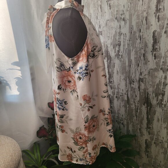 White Satin Mock Neck Mini Swing Dress - XS - Picture 3 of 3